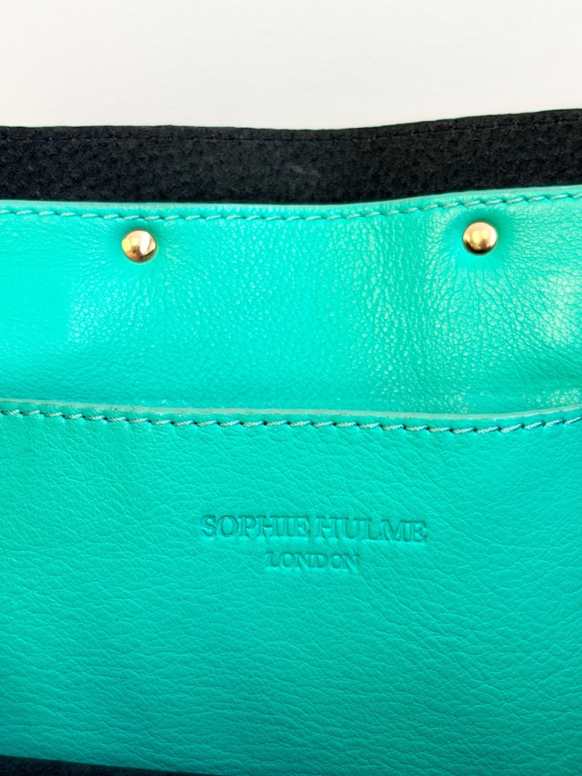 Sophie Hulme Large Leather Tote — Mint Green with Bird Charm