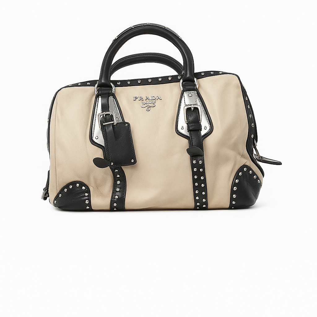 Black Prada Canapa Medium Tote with SIgniture Logo Print