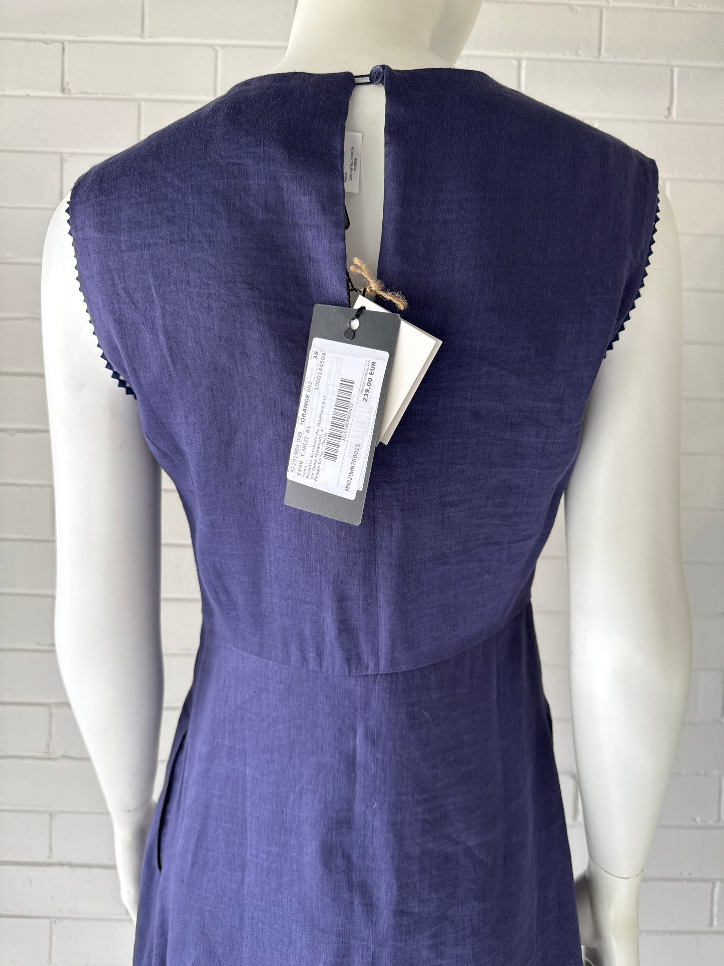 Max Mara Navy Sleeveless Midi Dress NWT Italian Designer- Size EU38