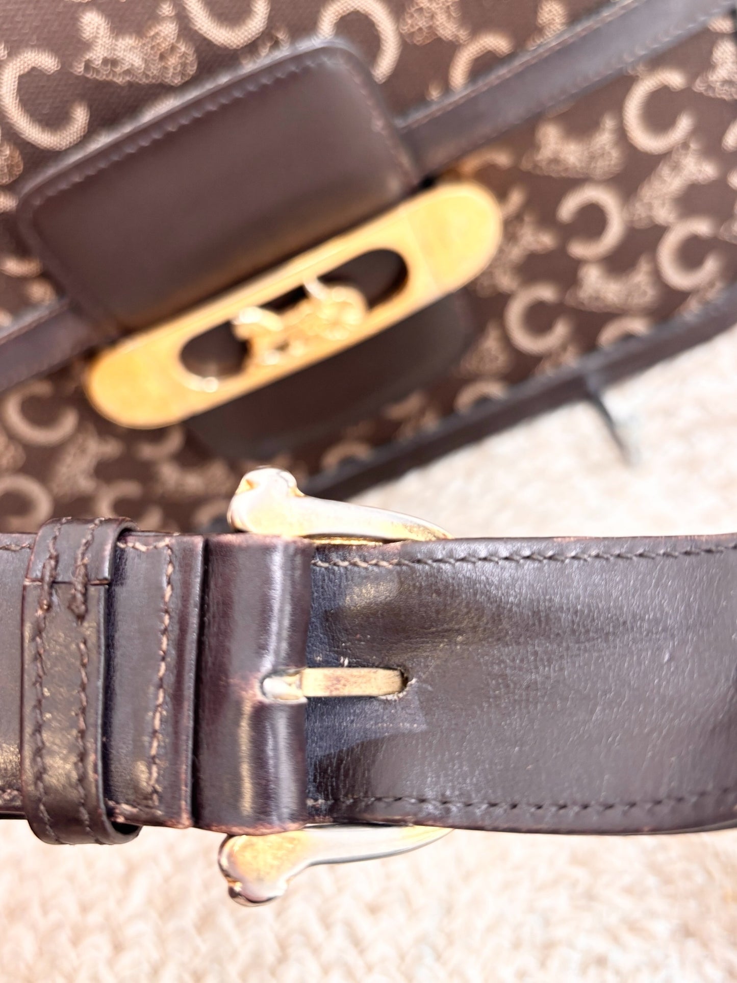 Celine Vintage Two-Tone Horse Carriage Box Bag