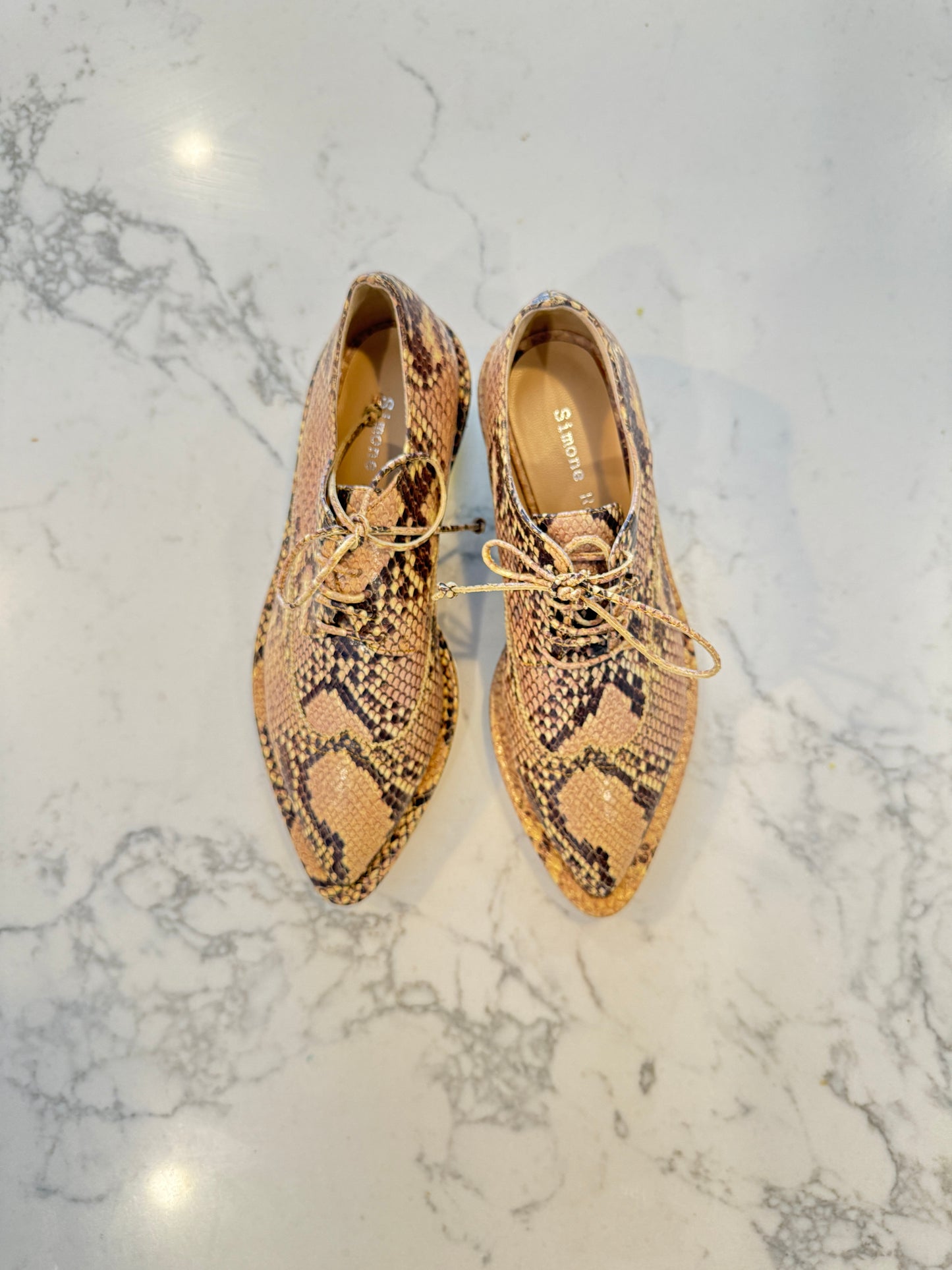 Simone Rocha Python-Embossed Lace-Up Shoes – Chunky Platform- Size 36