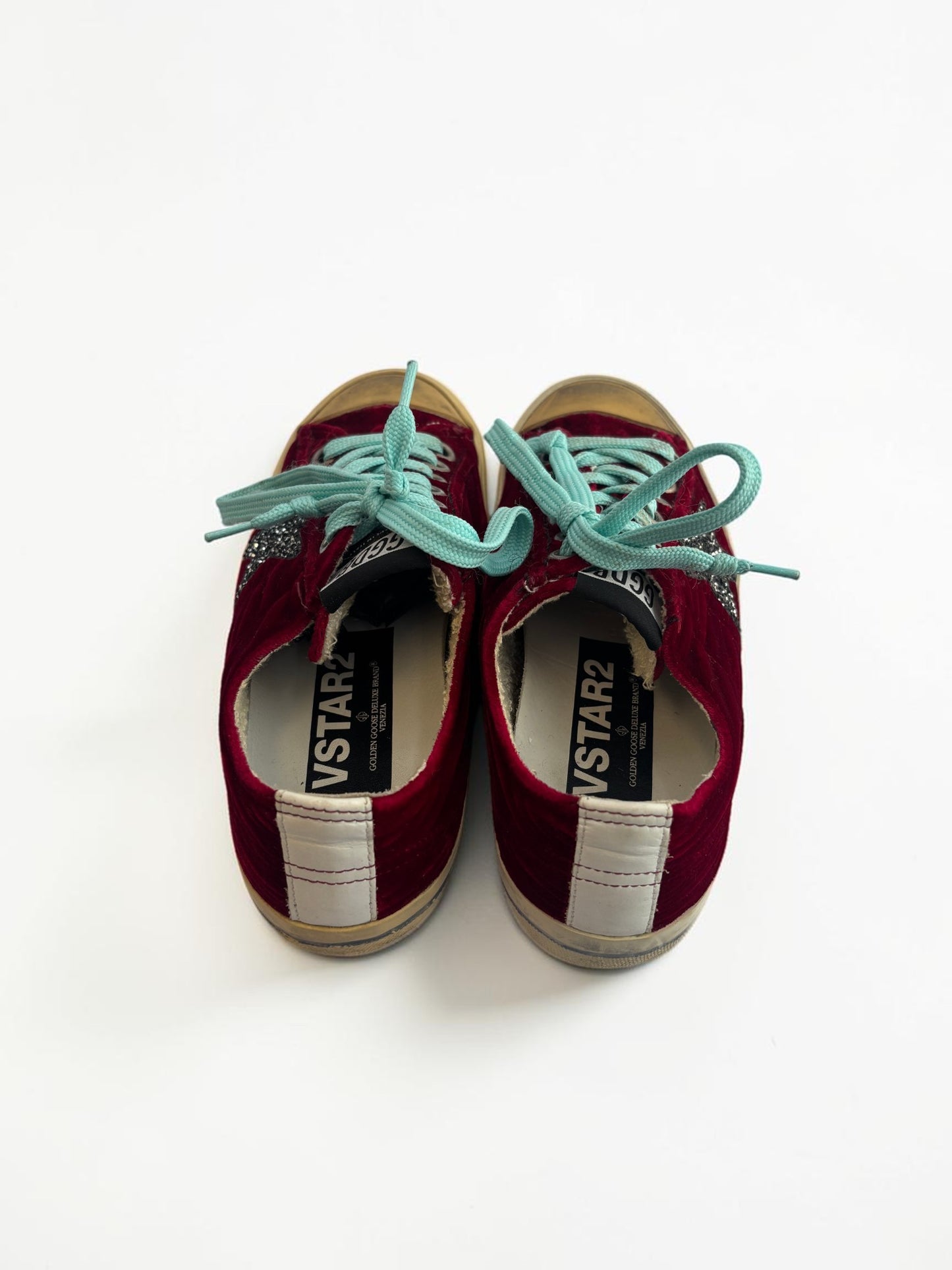 GGDB Star Velvet Glitter Red Sneaker - 36