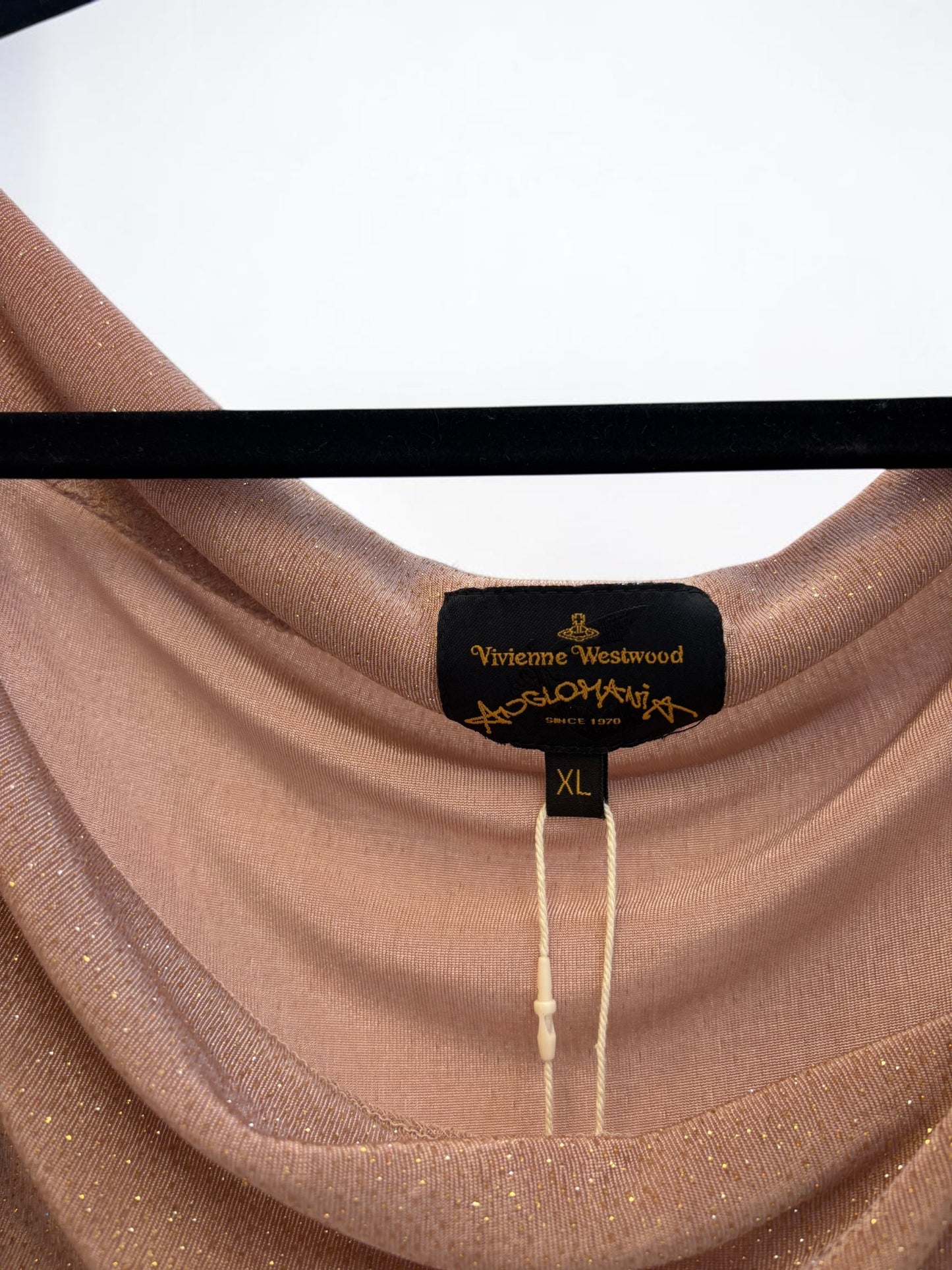 Vivienne Westwood Anglomania Pink Glitter Off-Shoulder Top — Size XL