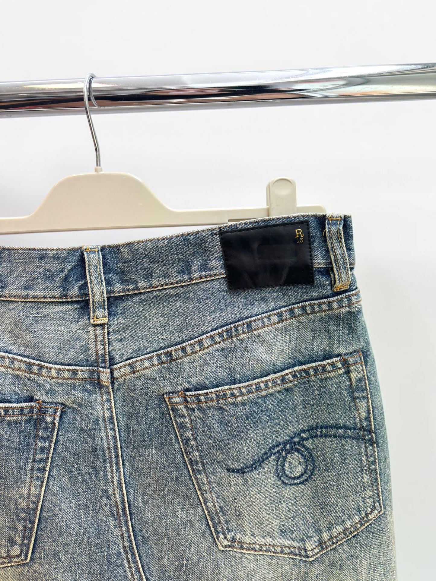 R13 Jesse Denim Skirt in Clinton Blue — Size 27