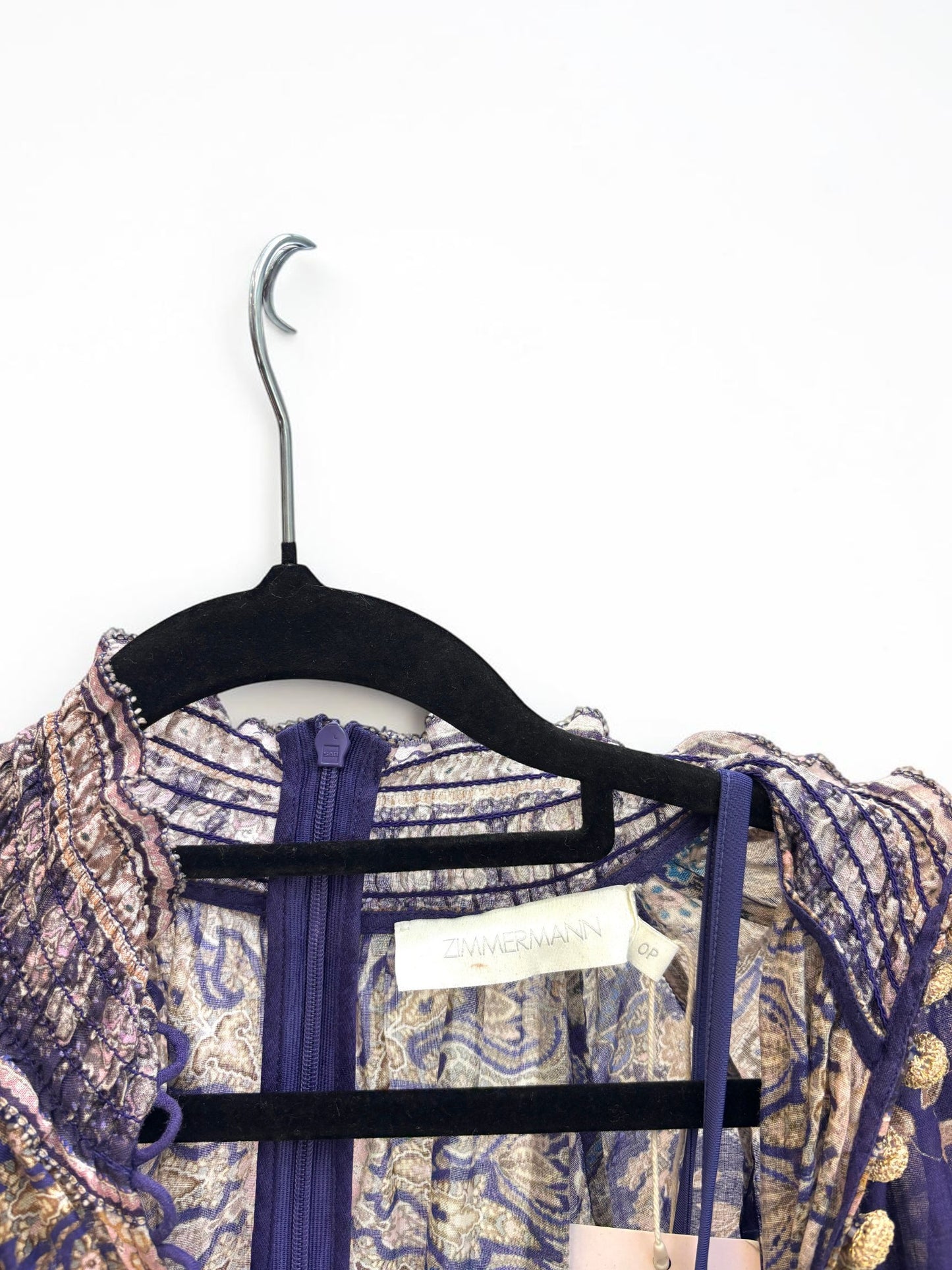 Zimmermann Anneke Paisley Maxi Dress in Purple Ramie - OP