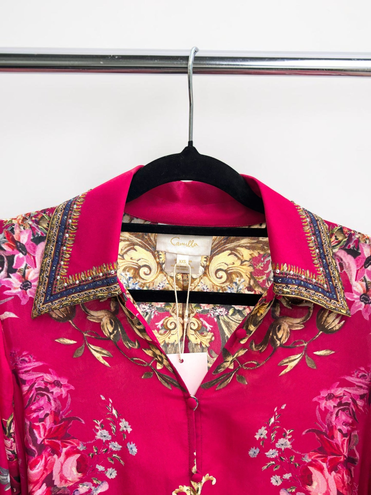 Camilla Boheme Blooms Shaped Waistband Shirt Dress — Size XXS