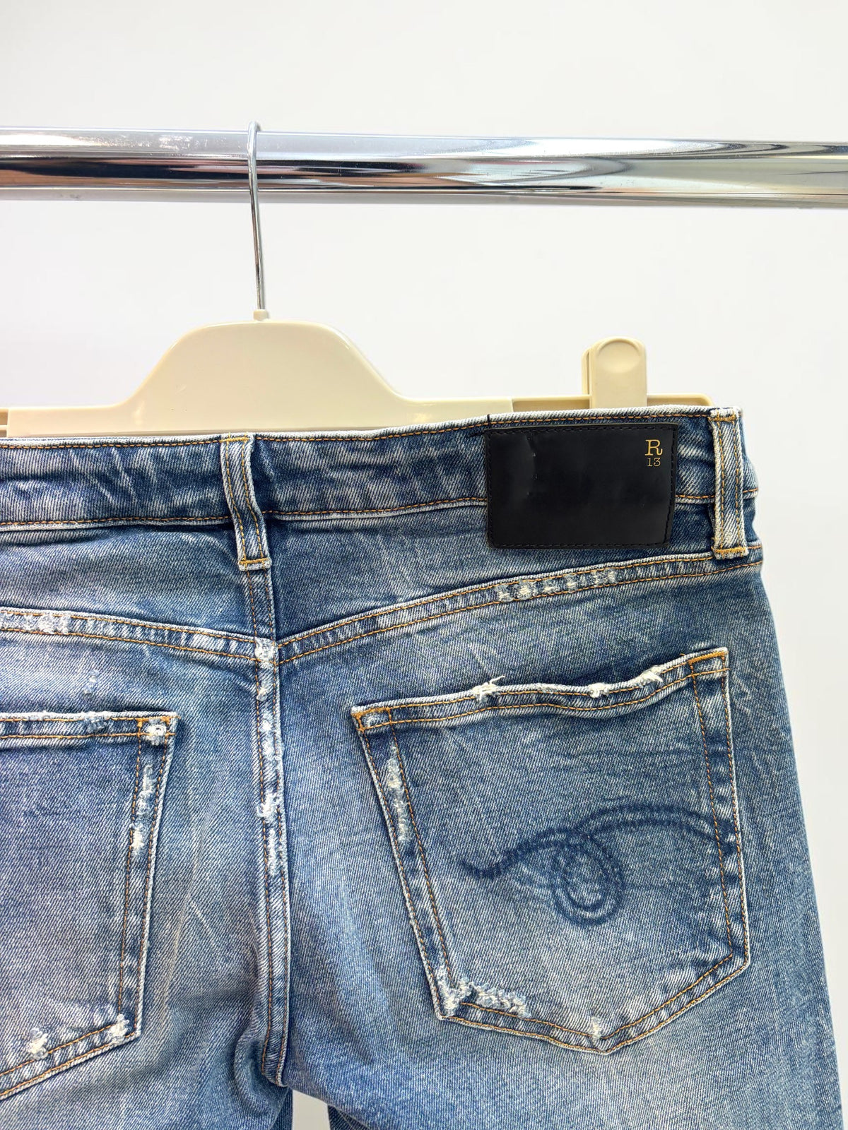 R13 Boy Straight Kelly Stretch Denim Jeans — US 26 / AU 8