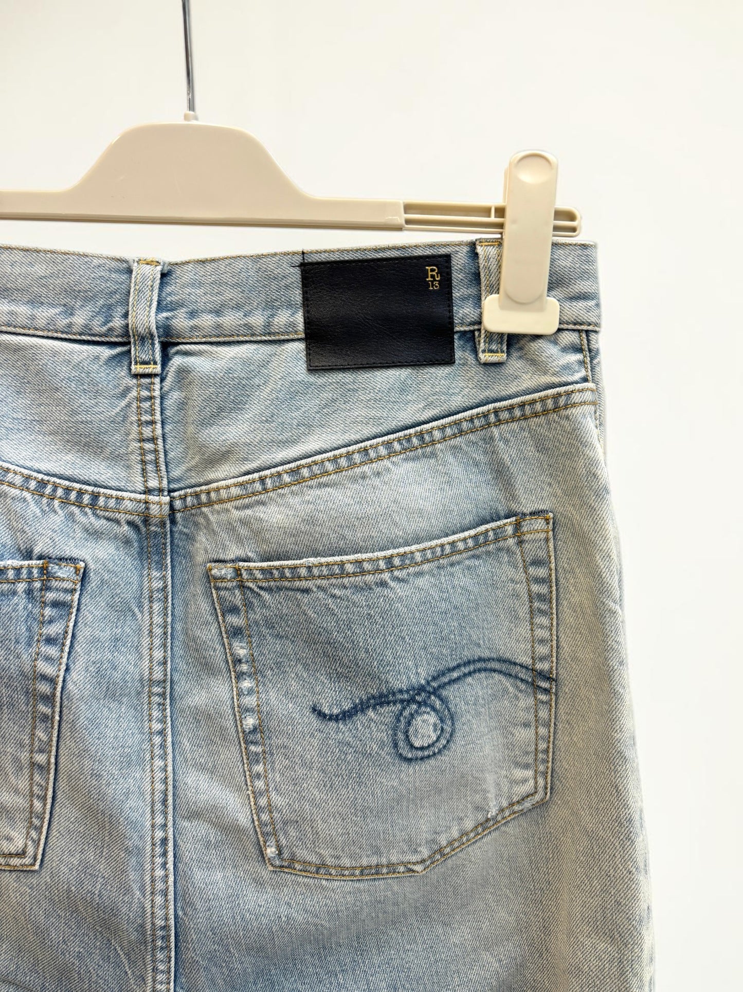 R13 Tailored Drop Jeans in Logan Blue — Size 26