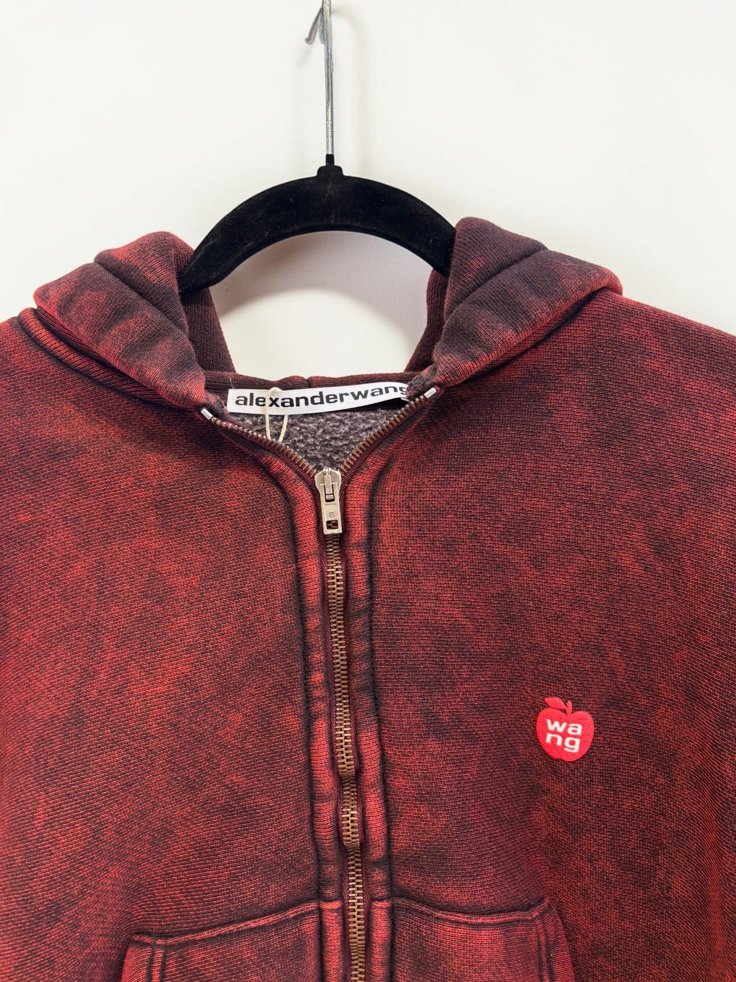 Alexander Wang Red Cropped Shrunken Hoodie — Size Small