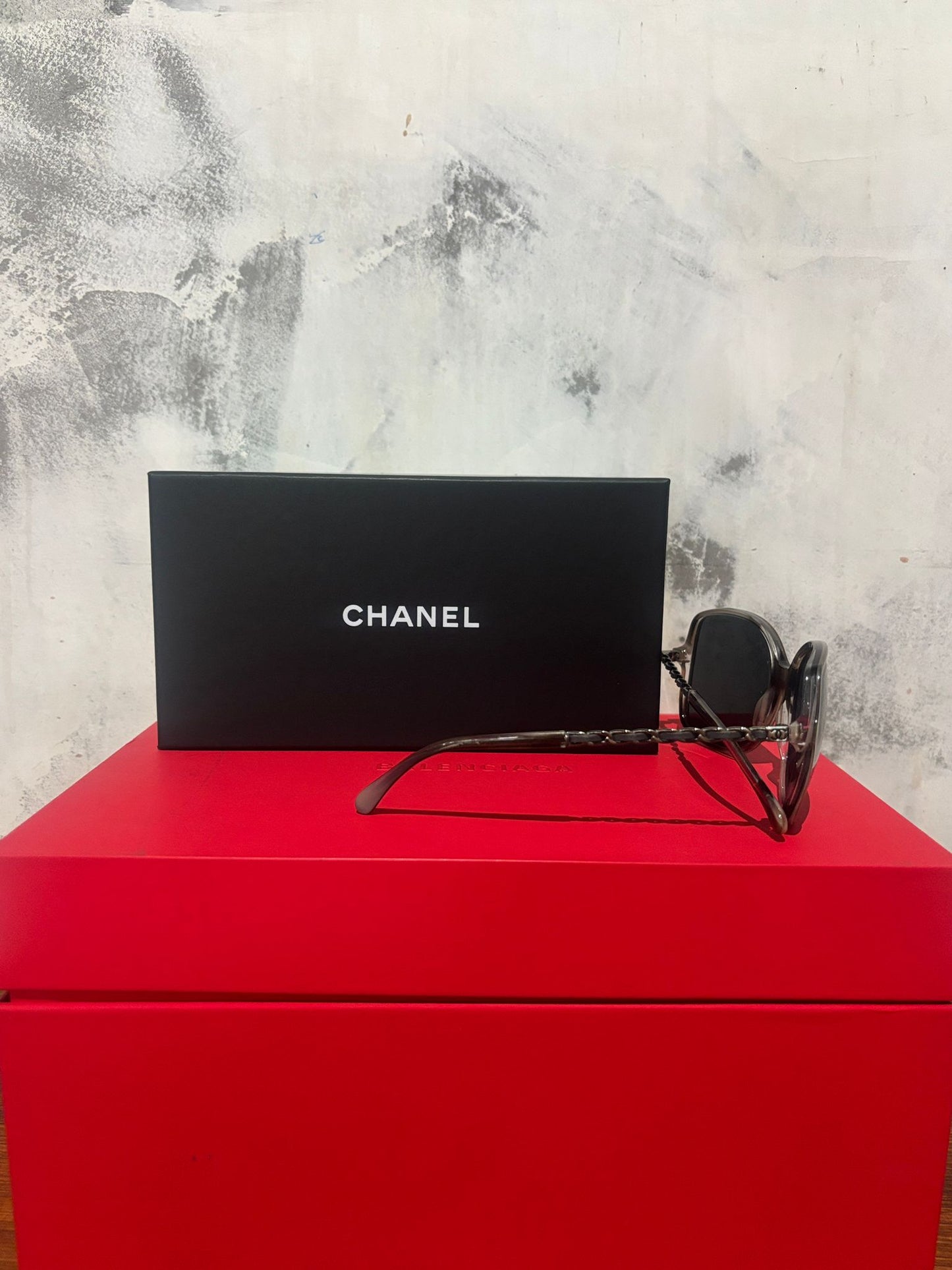 Chanel CH5210Q Square Sunglasses – Translucent Grey CC Chain – RRP $780 – With Original Box