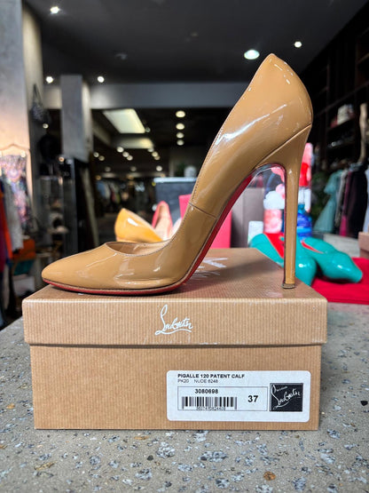 Christina Louboutin Pigalle 120mm Patent Calf in Nude - 37
