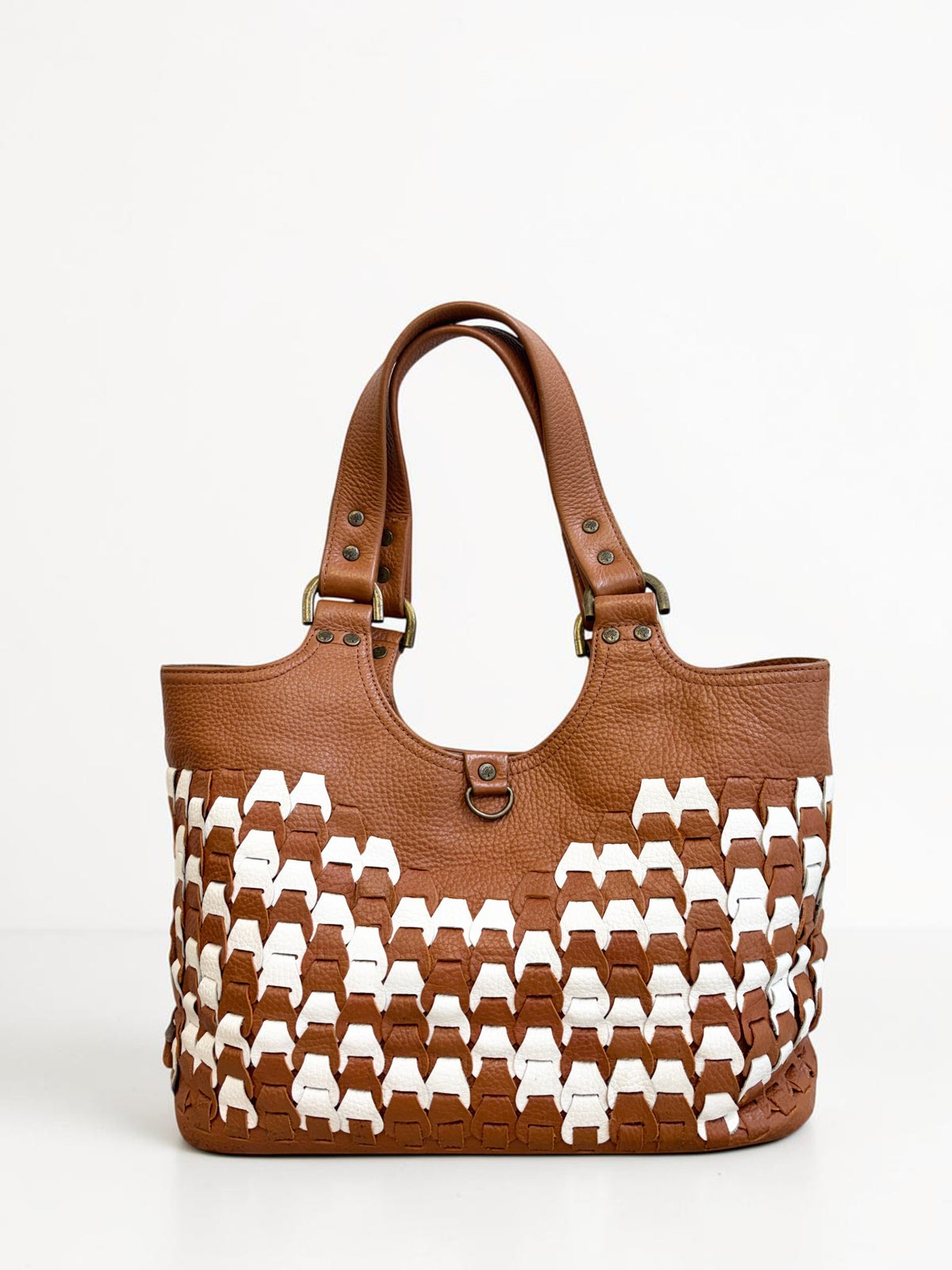 Mulberry Shoulder Bag — Brown & White Leather