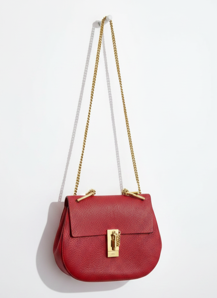 Chloe Drew Leather Shoulder Bag In Red
