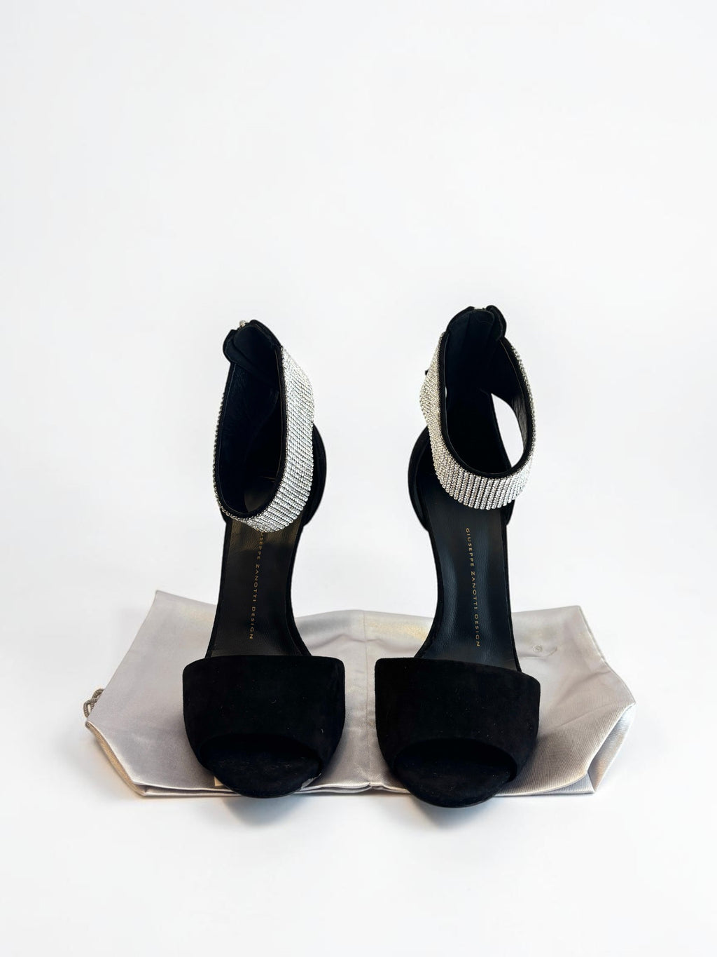 Giuseppe Zanotti Crystal Cuff Suede Sandals in Black – Size EU 39.5
