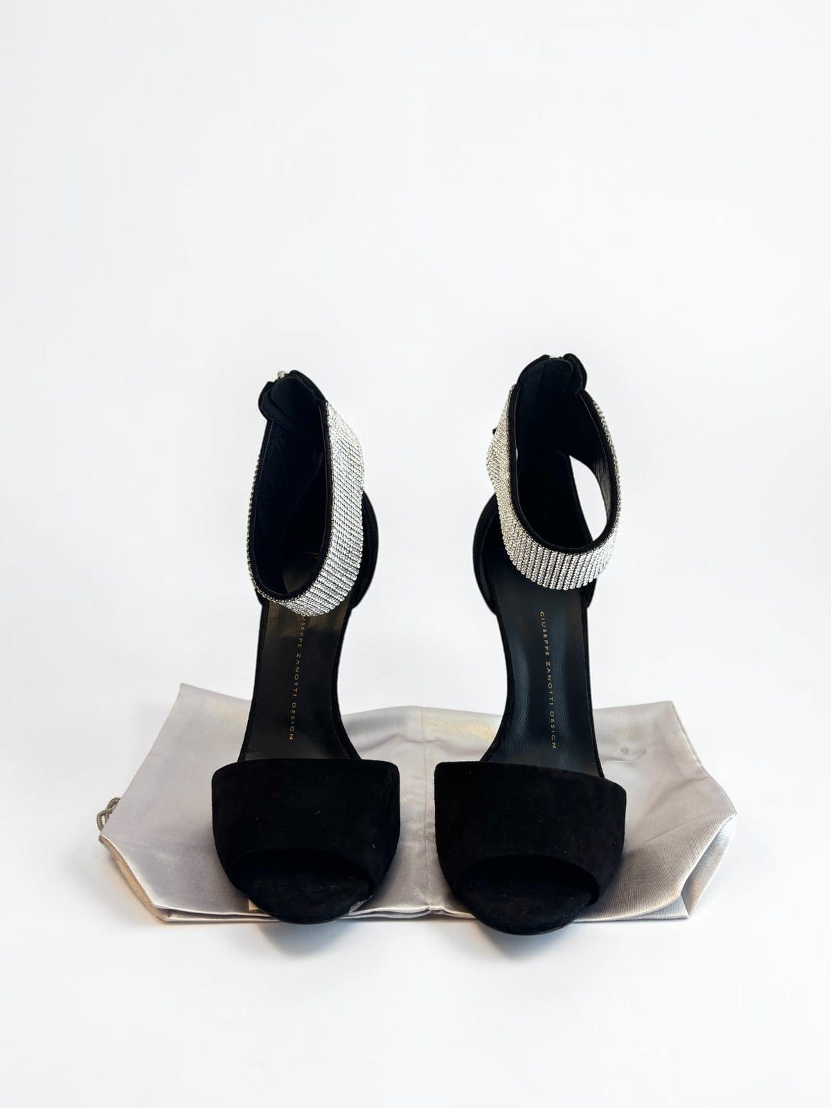 Giuseppe Zanotti Crystal Cuff Sandal in Black Suede - 39.5
