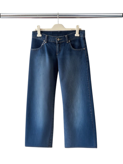 One Teaspoon Kingpins Cropped Boyfriend Jeans in Mid-Blue — Size 8