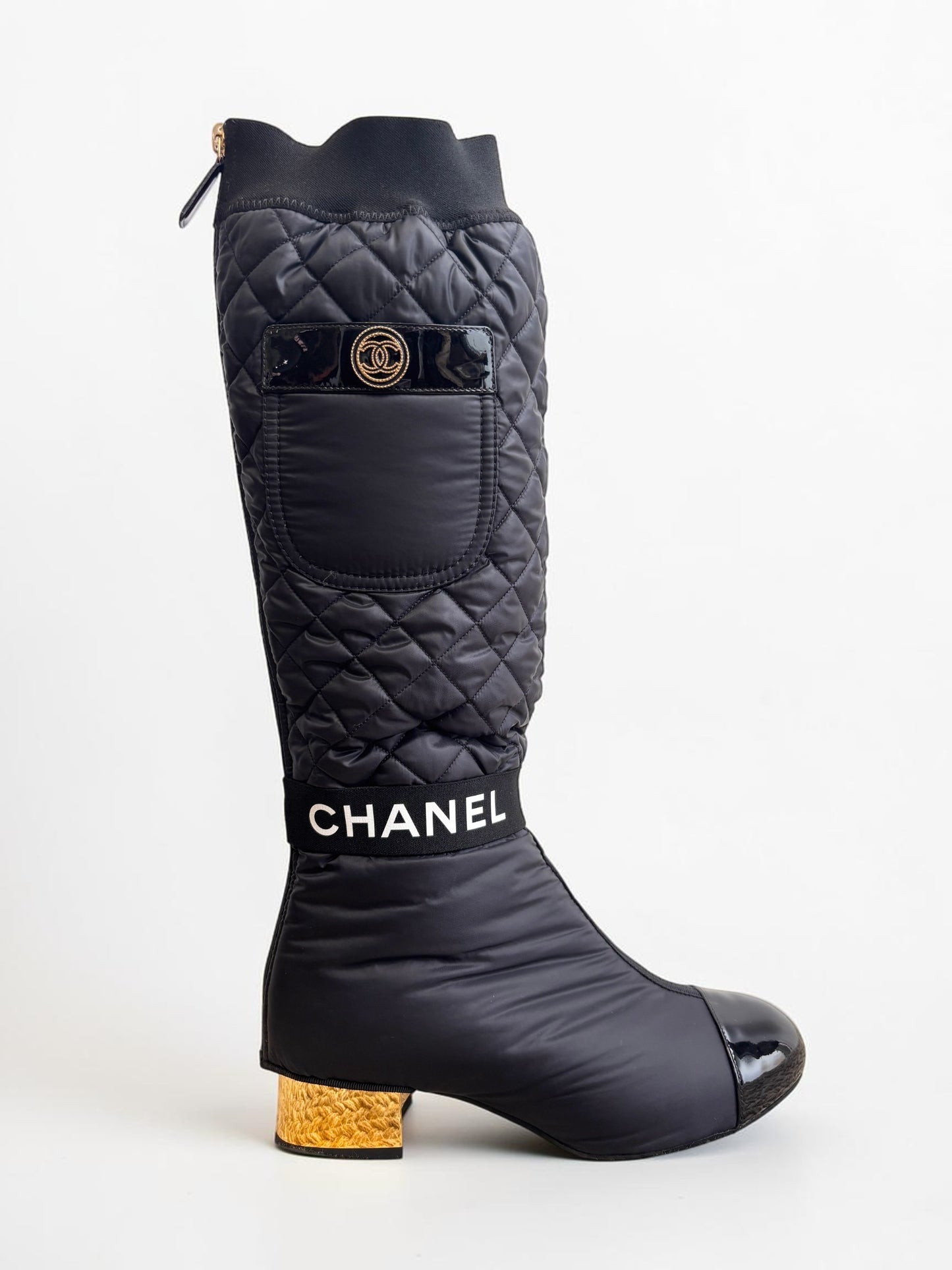 Chanel Convertible Quilted Fabric Leather Boots - 38