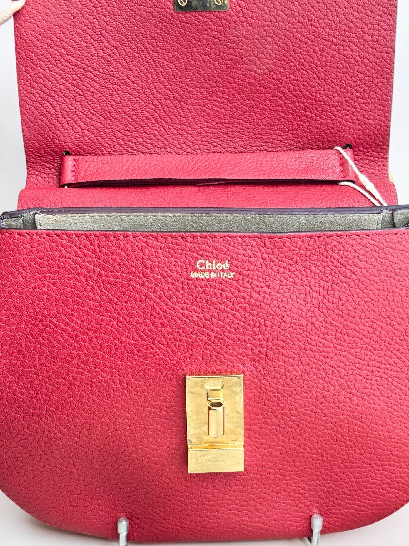 Chloe Drew Leather Shoulder Bag In Red
