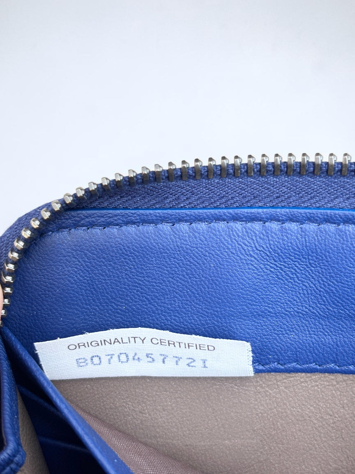 Bottega Veneta Intrecciato Zip Around Long Wallet Embossing Leather in Deep Blue