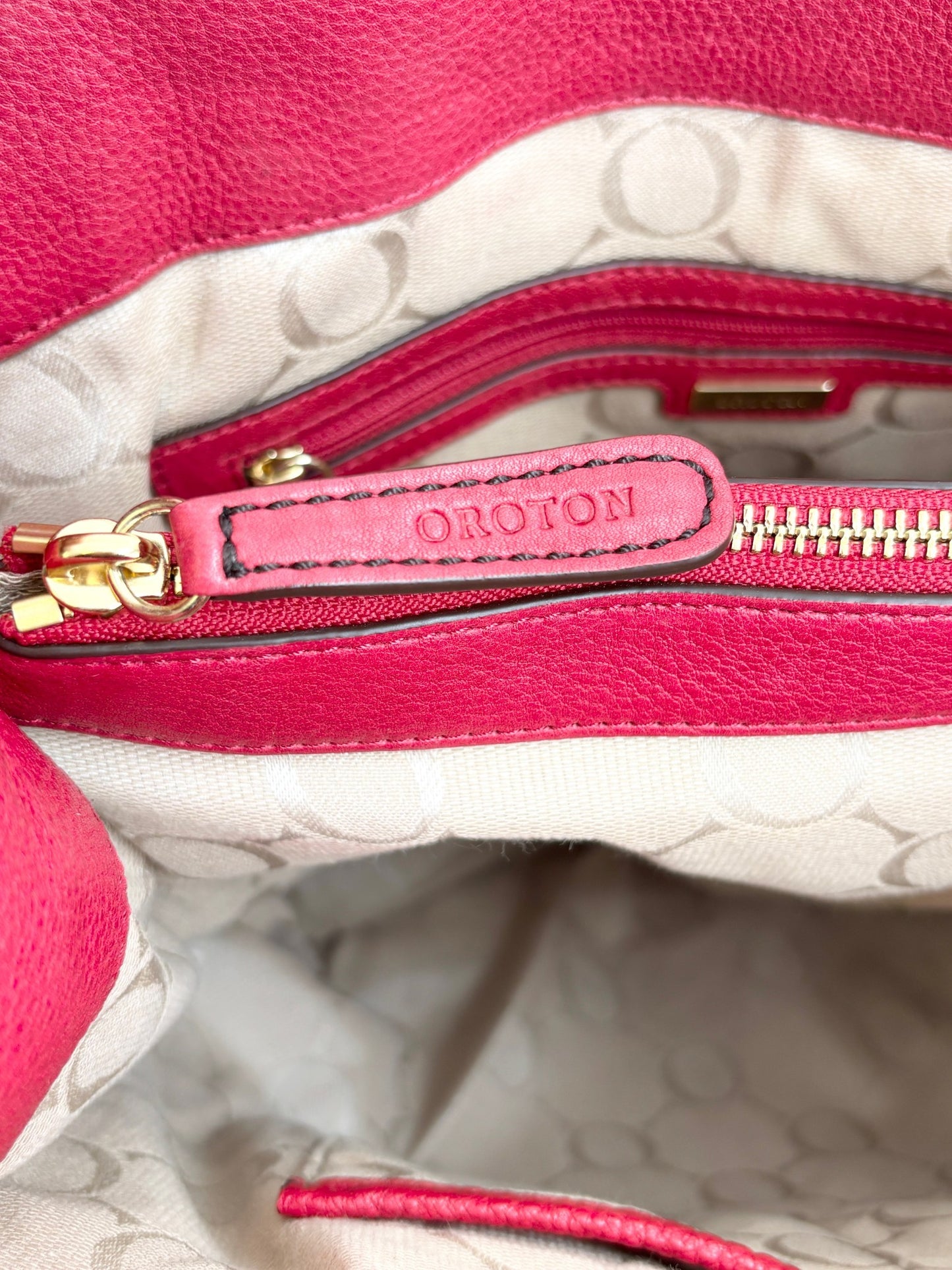 Oroton Large Red Leather Tote