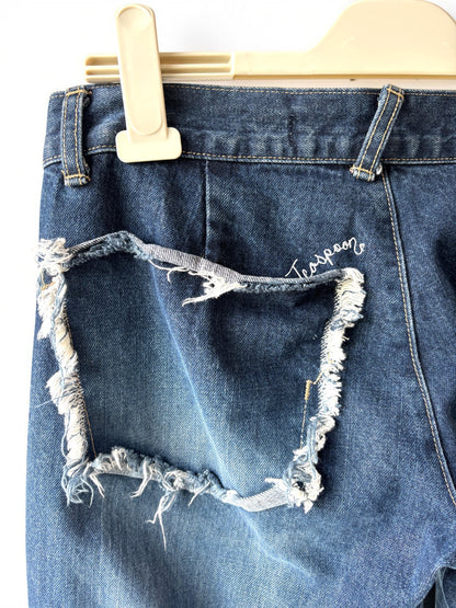 One Teaspoon Kingpins Cropped Boyfriend Jeans in Mid-Blue — Size 8