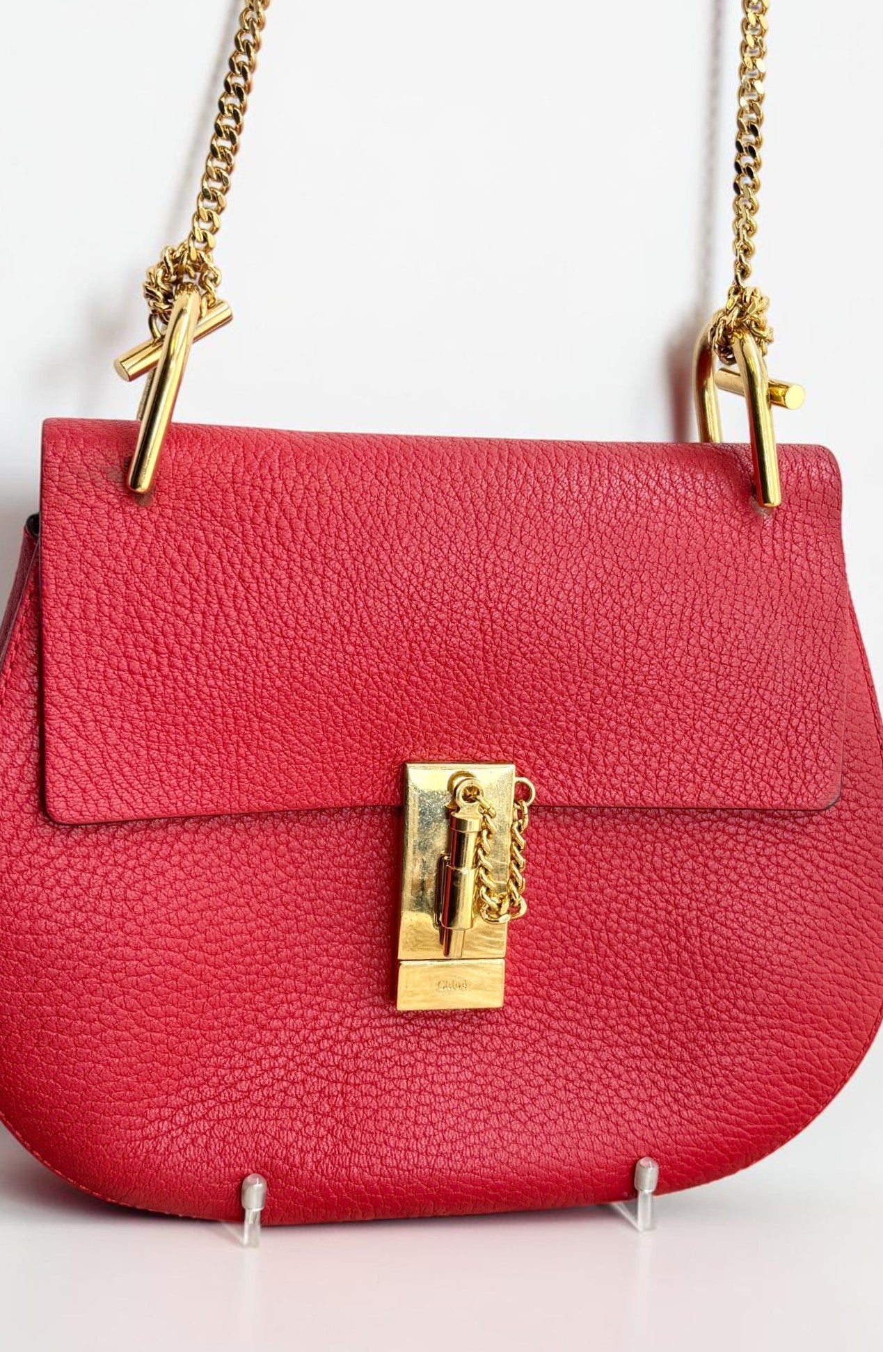 Chloe Drew Leather Shoulder Bag In Red