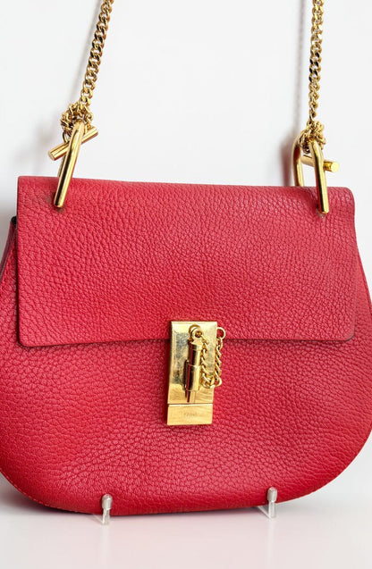 Chloe Drew Leather Shoulder Bag In Red