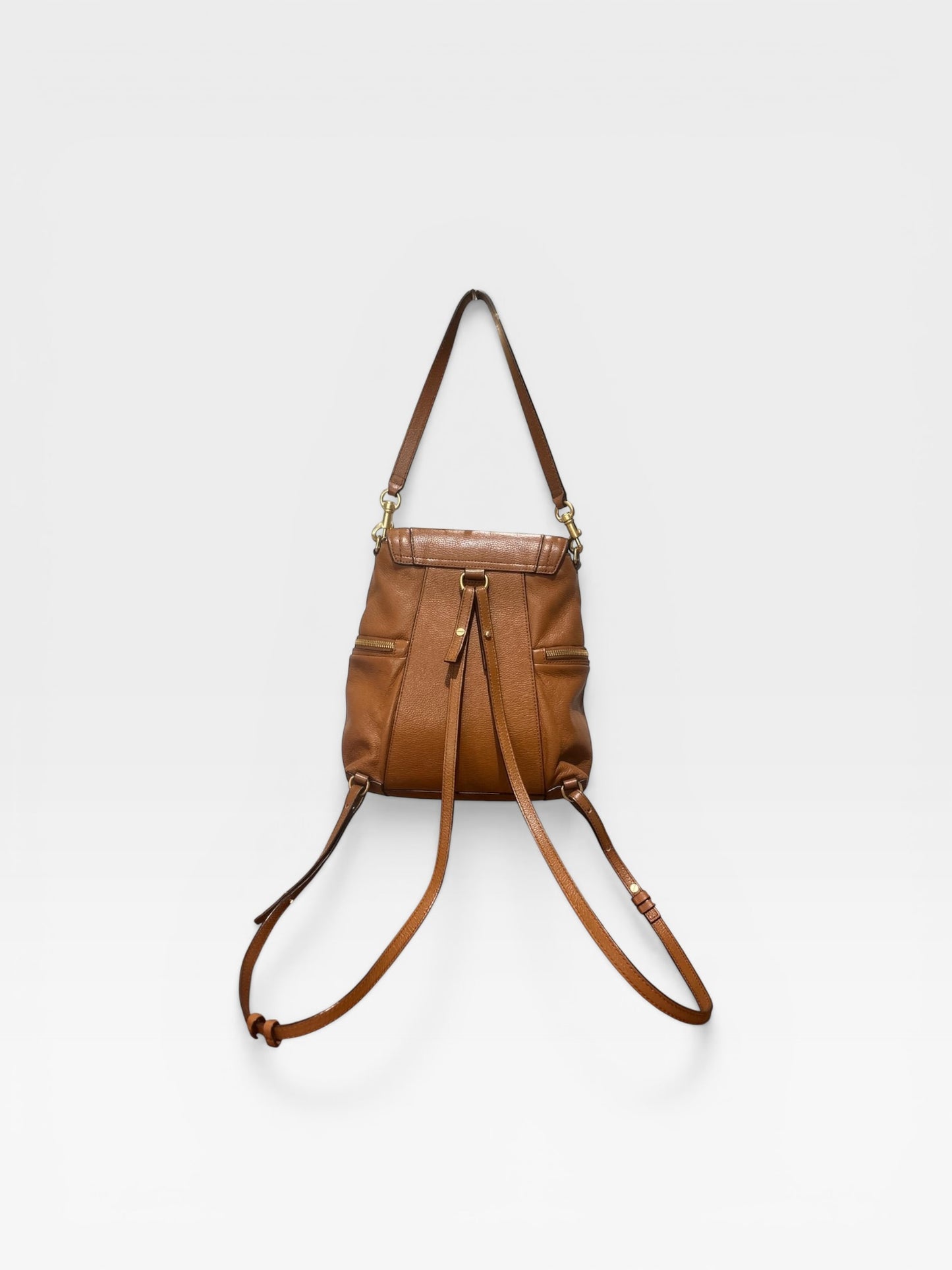See By Chloé Tan Leather Backpack | Gold Ring Detail | Boho Luxe Designer Bag