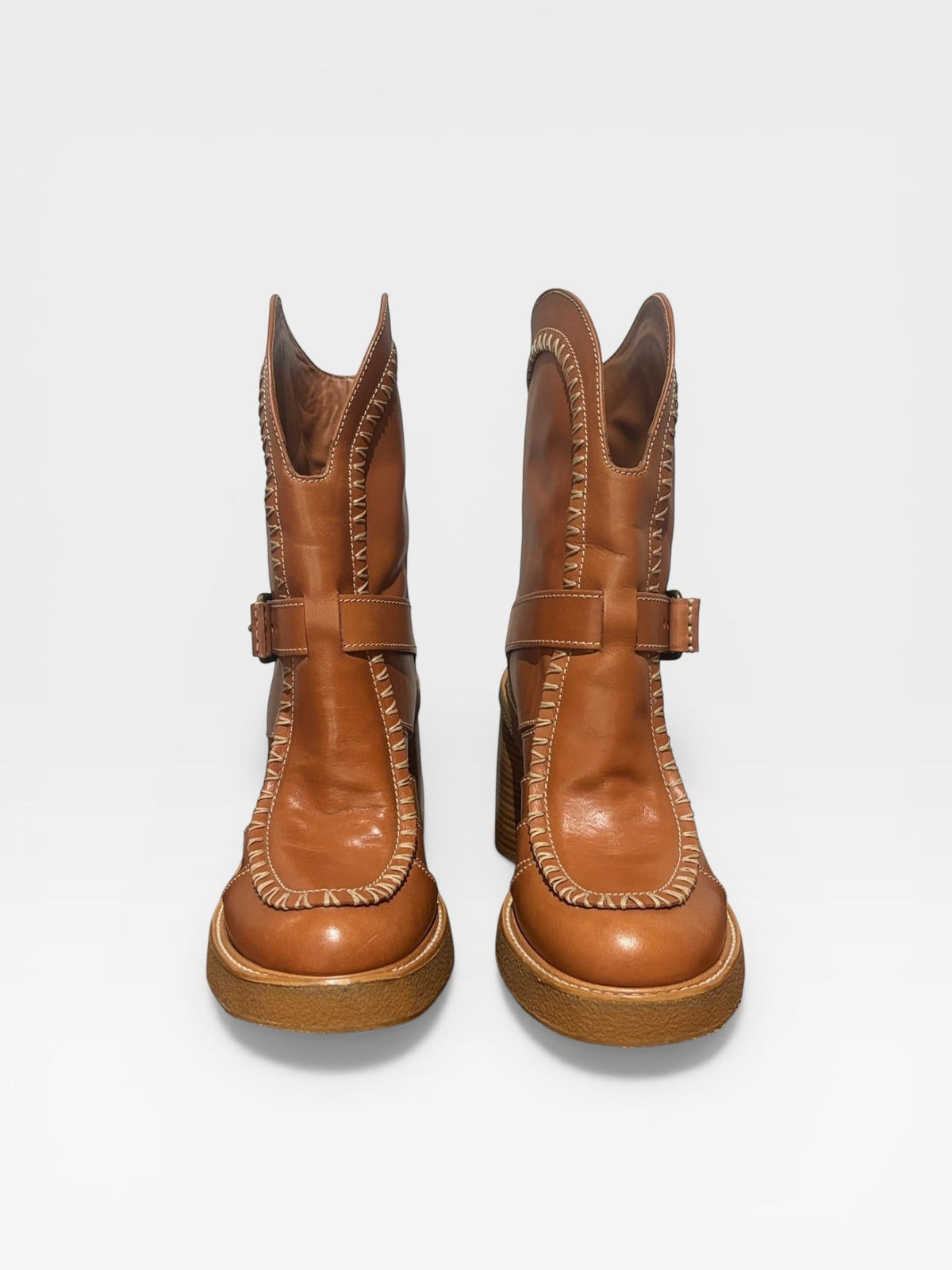 Zimmmermann Brown Whipstitched Leather Ankle Boots - 40