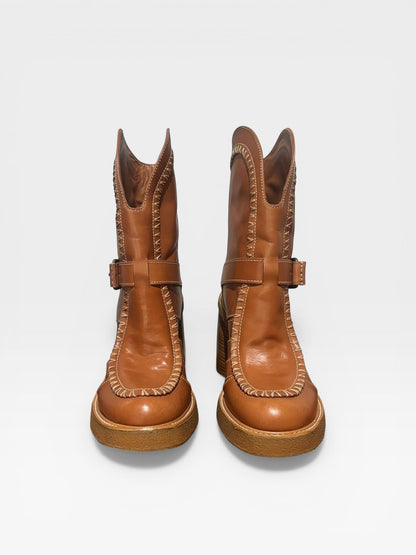 Zimmmermann Brown Whipstitched Leather Ankle Boots - 40