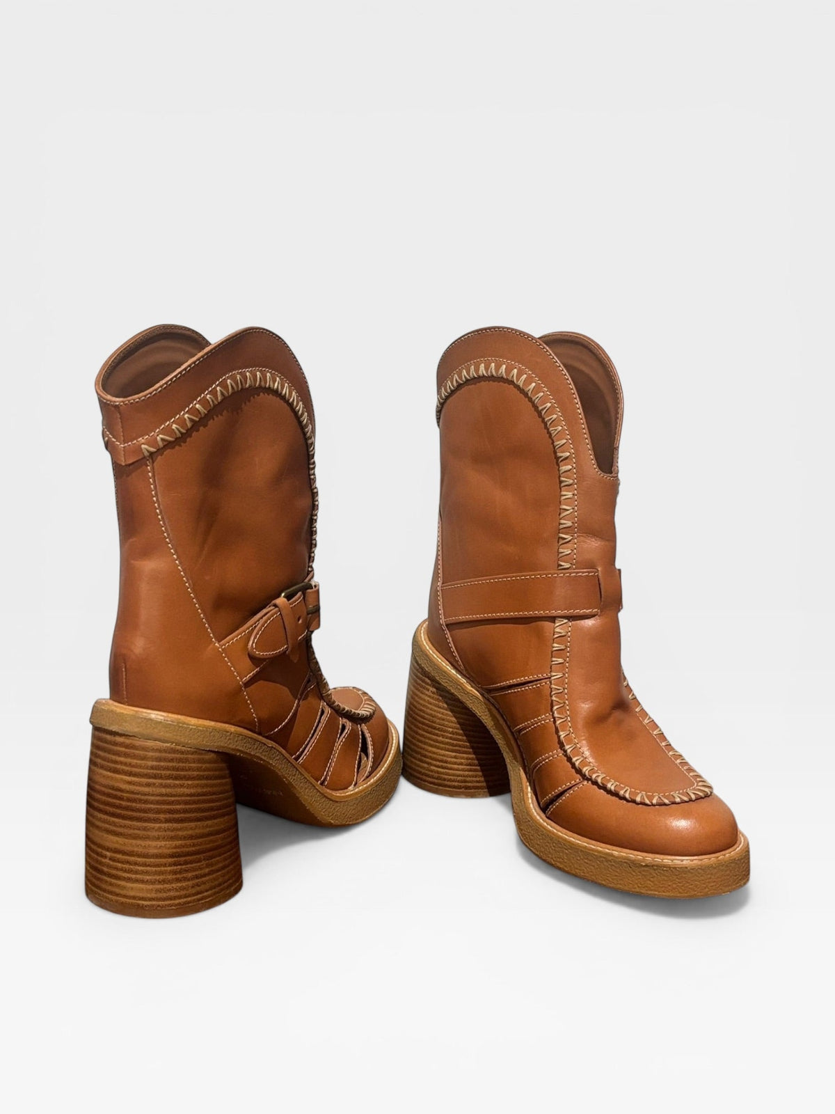 Zimmmermann Brown Whipstitched Leather Ankle Boots - 40