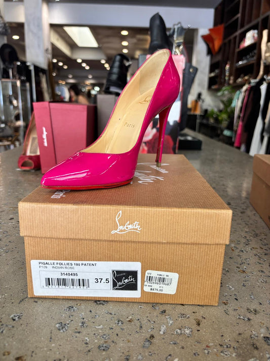 Christian Louboutin Pigalle Follies 100 Patent Pumps – Indian Rose – Size 37.5