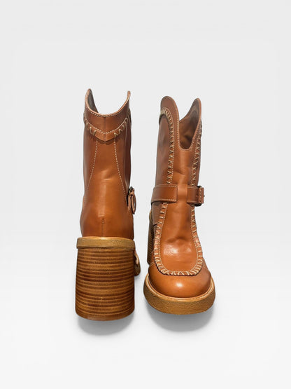 Zimmmermann Brown Whipstitched Leather Ankle Boots - 40