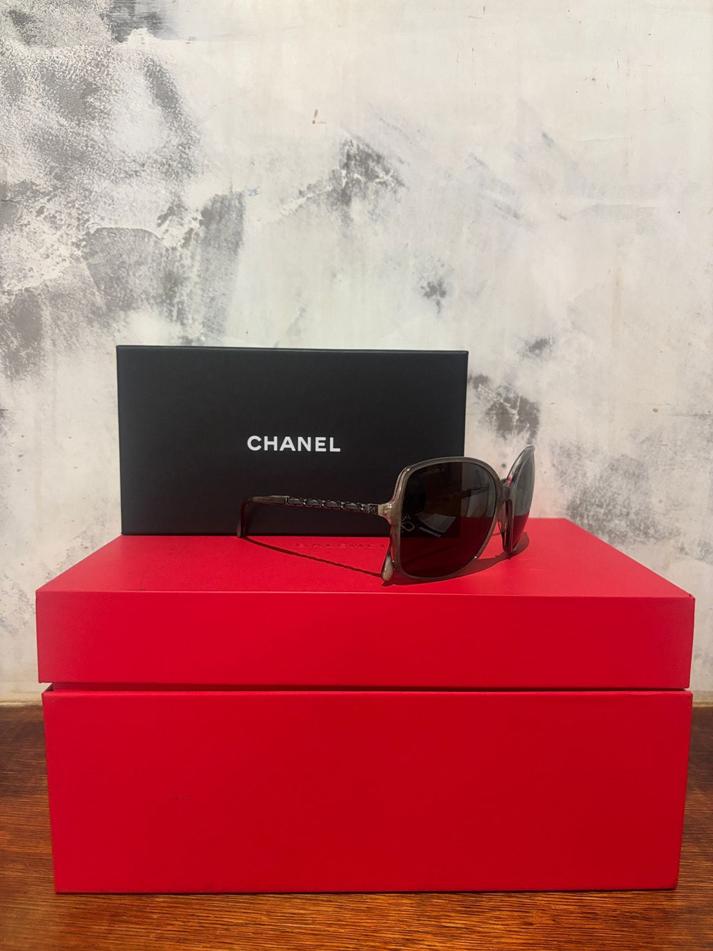Chanel CH5210Q Square Sunglasses – Translucent Grey CC Chain – RRP $780 – With Original Box