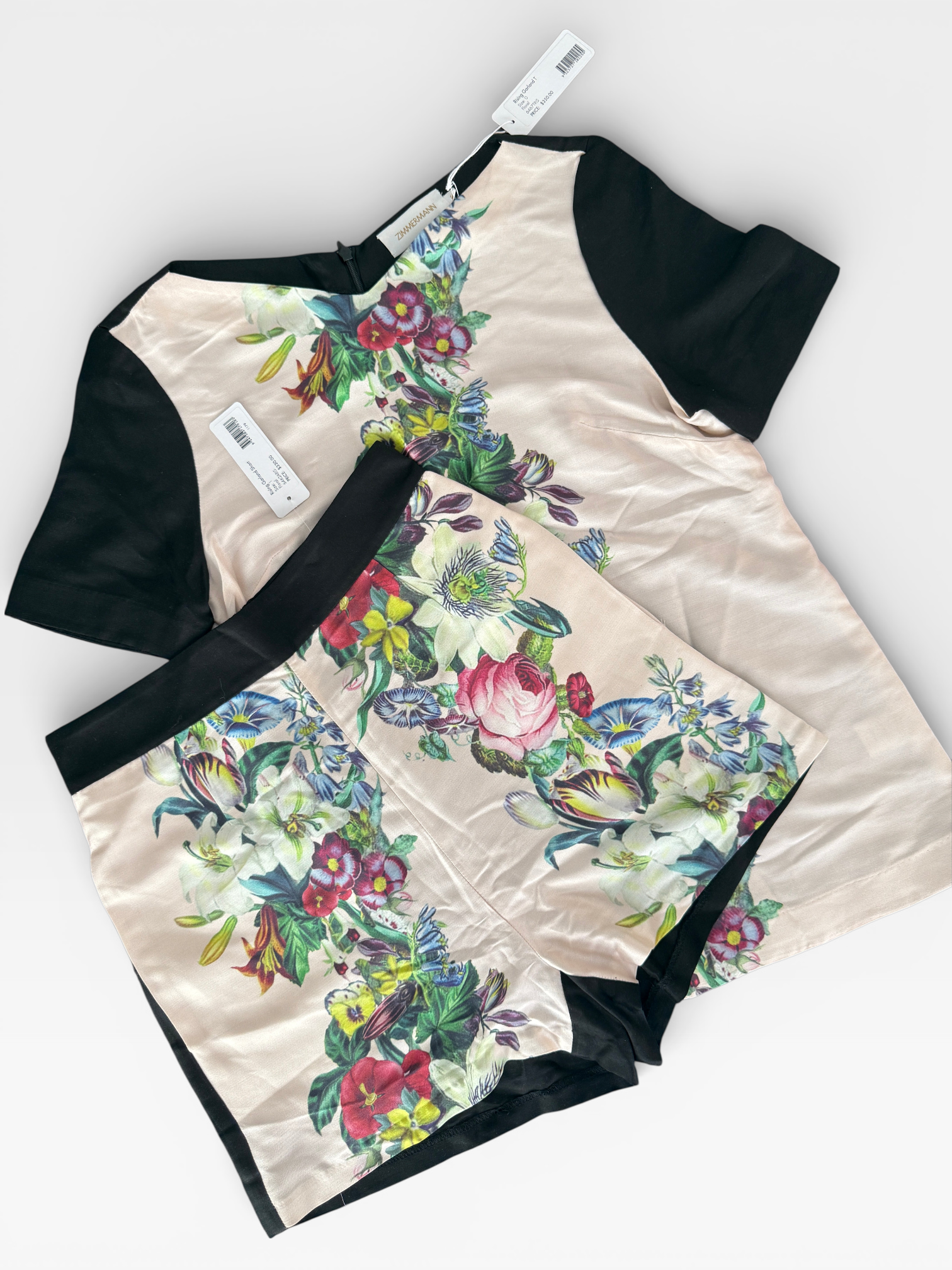 Zimmermann Rising Garland Top – Floral Silk Blouse, Short Sleeve, NWT- Size 0