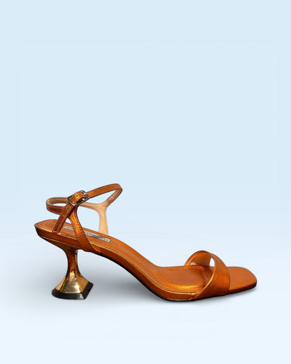 Cecconello Metallic Orange Mini Heel Sandals – Size 39