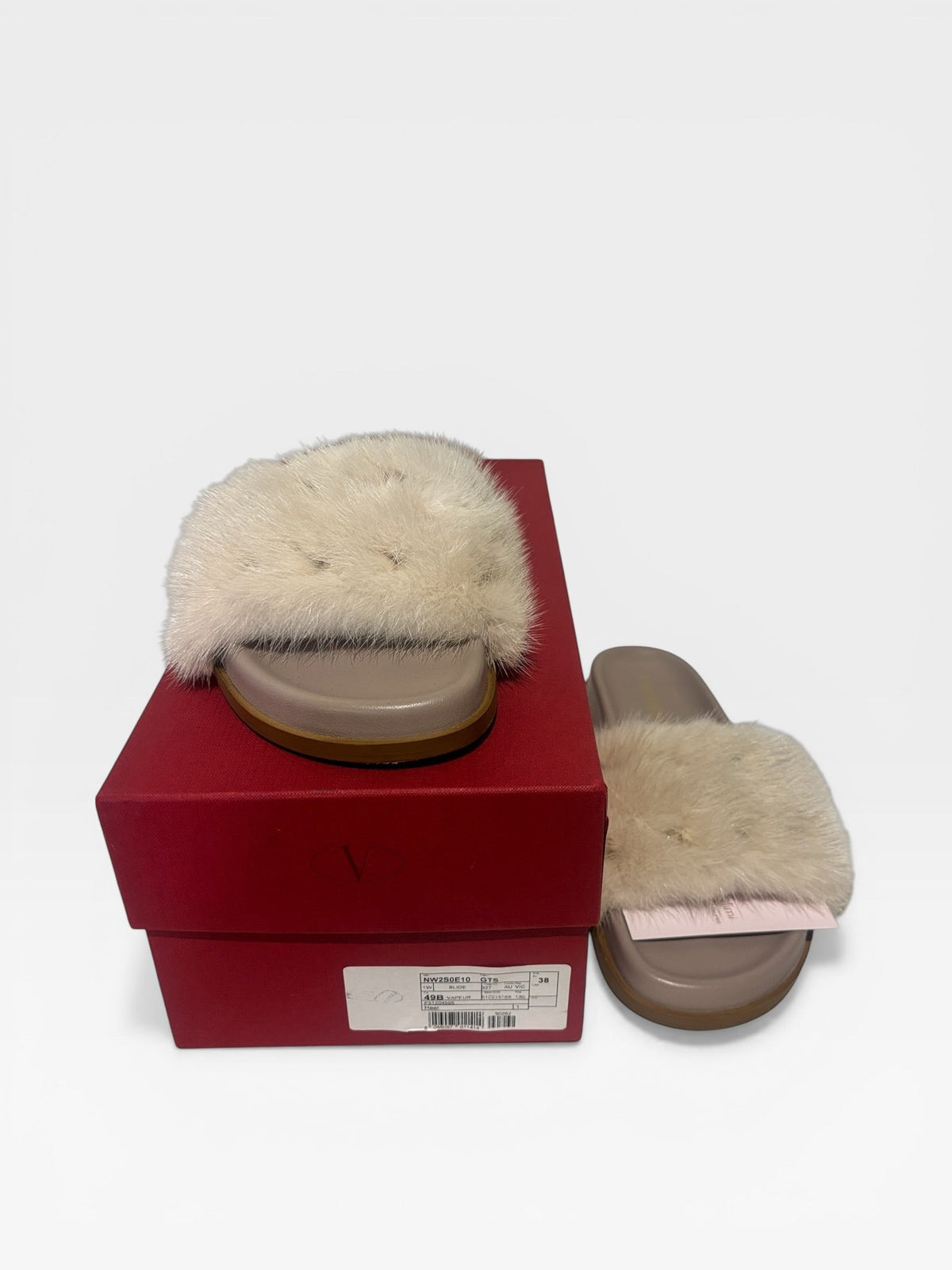 Valentino Garavani Vapeur Mink Fur Slide Sandals – 38