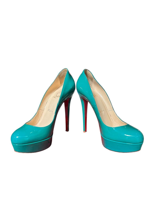 Christian Louboutin Bianca 140 Patent Platform Pumps Teal - 37