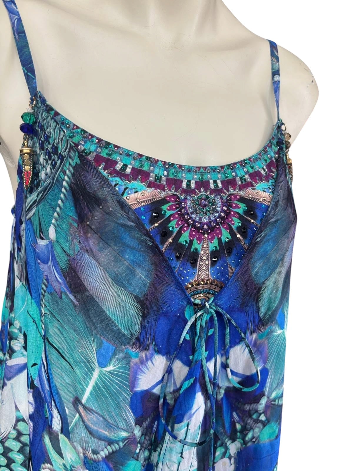 Camilla Shoestring Double Layer Dress Amazon Azure- XS