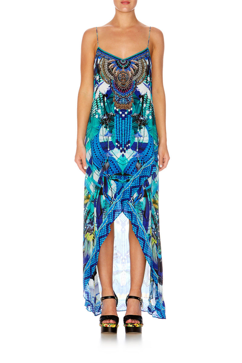 Camilla Shoestring Double Layer Dress Amazon Azure- XS