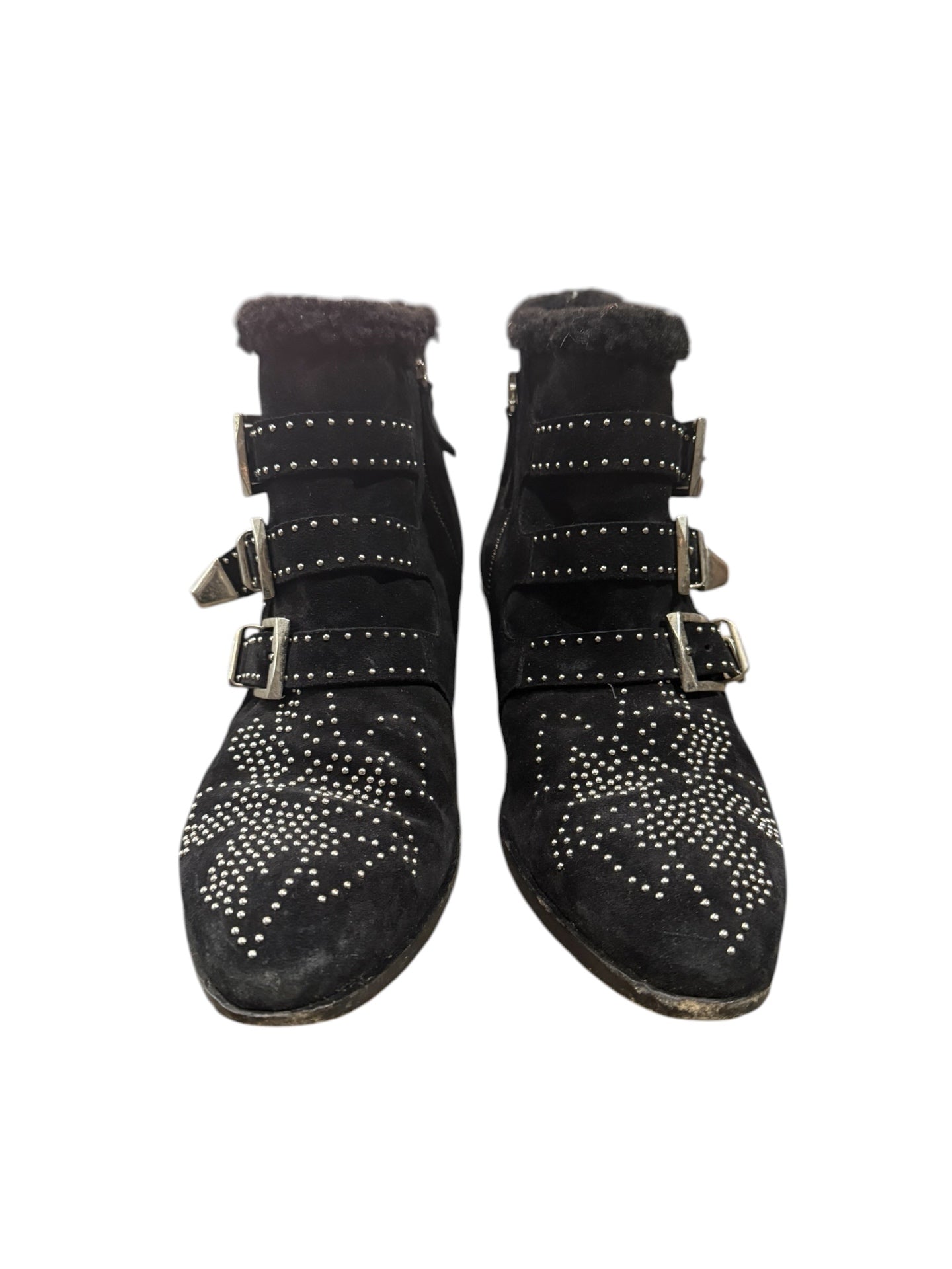 Chloé Susanna Studded Suede Ankle Boots Black Size 38 | Designer Biker Boots