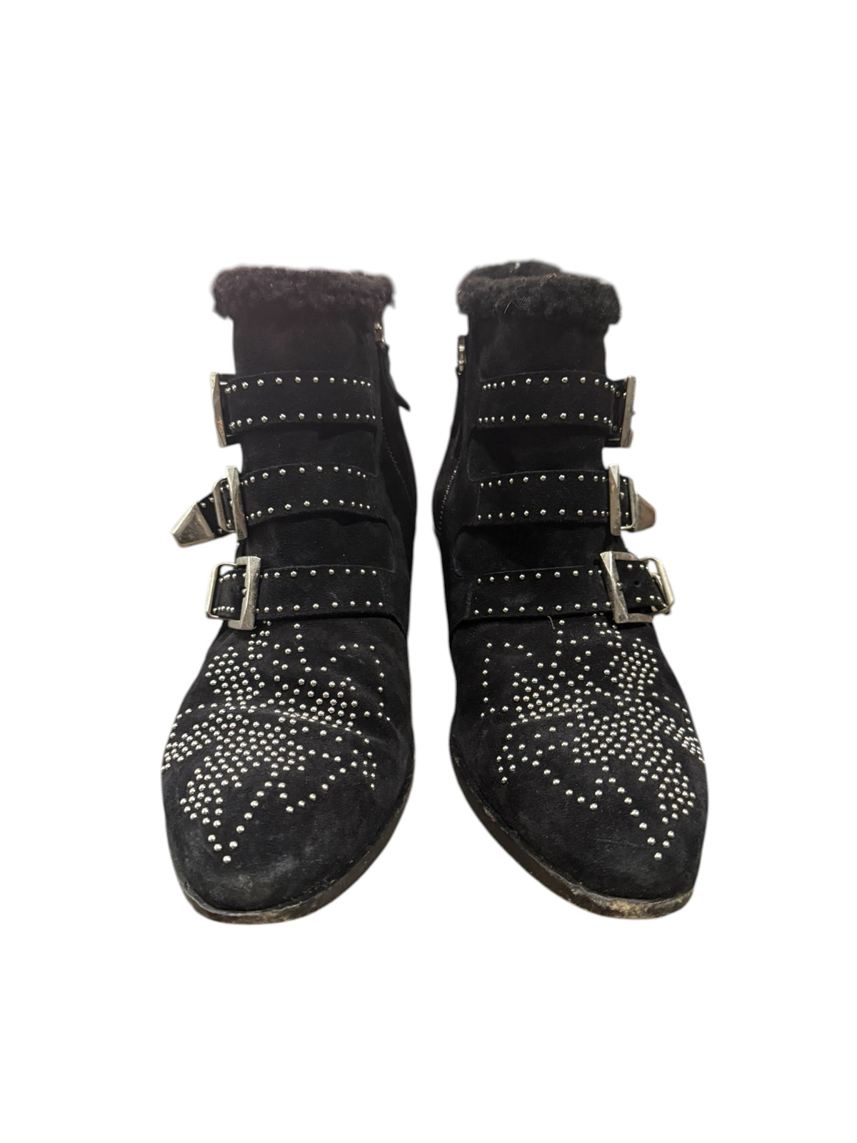 Chloé Susanna Studded Suede Ankle Boots Black Size 38 | Designer Biker Boots