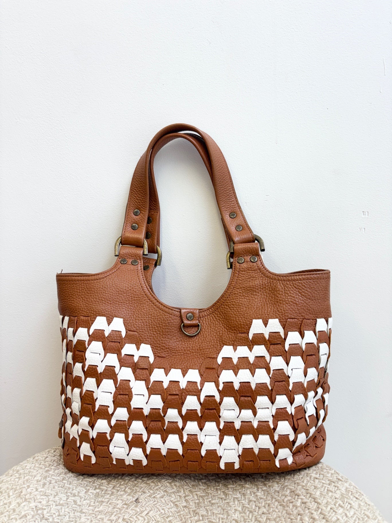 Mulberry Brown and White Shoulder bag