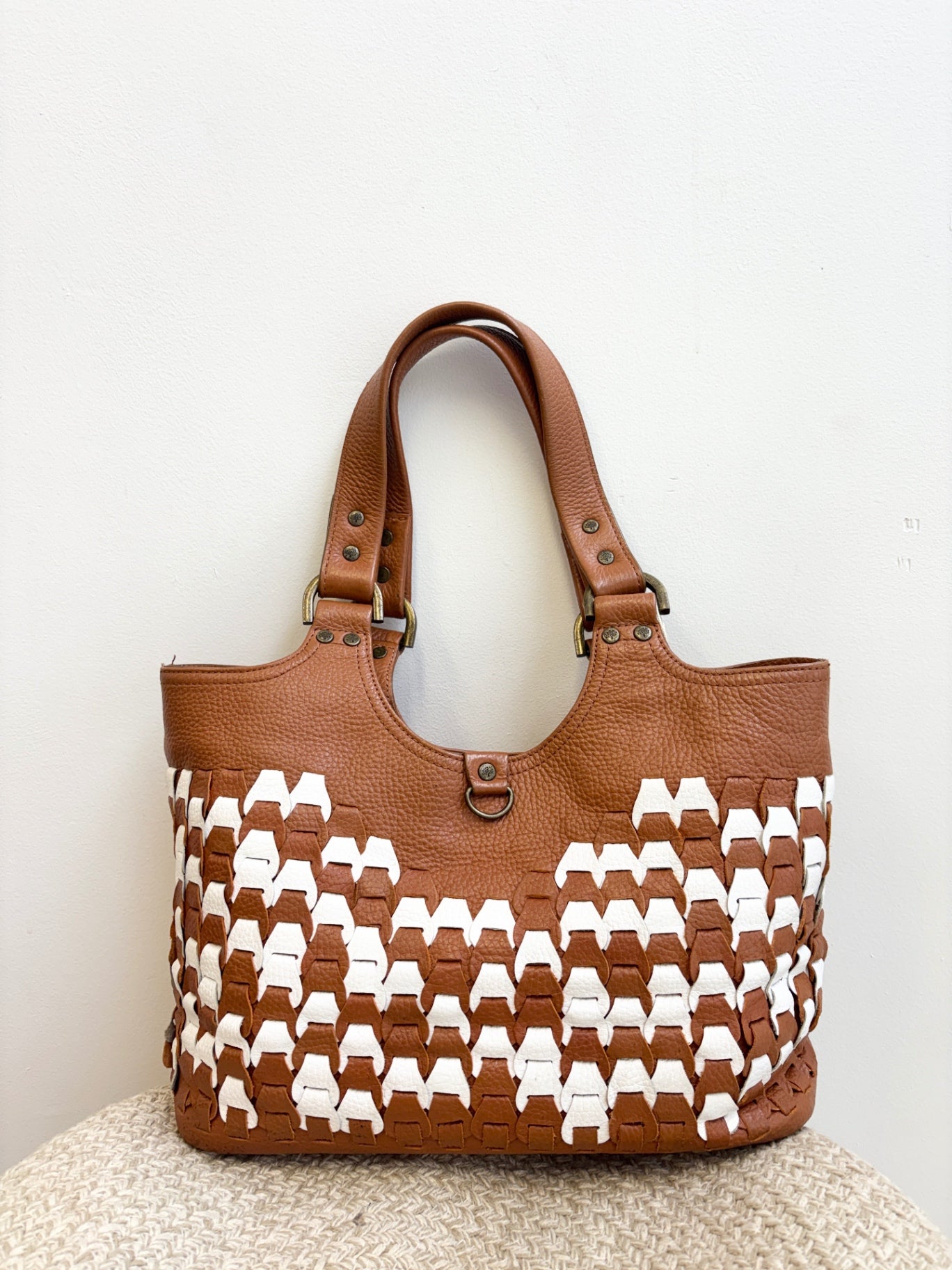 Mulberry Brown and White Shoulder bag
