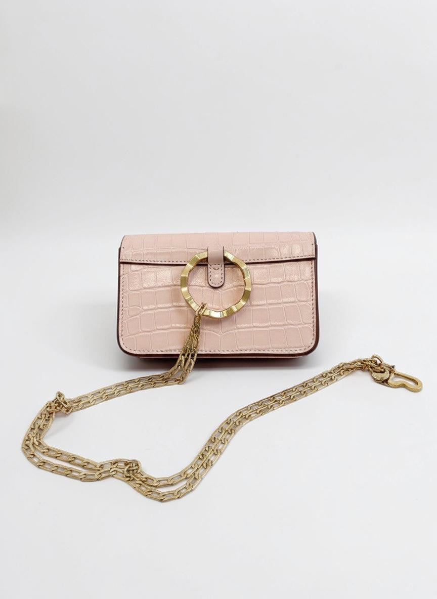 Danse Lente Gigi XS — Blush Croc-Embossed Leather