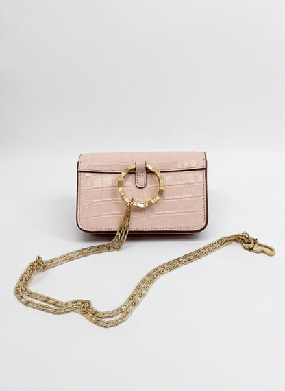 Danse Lente Gigi XS — Blush Croc-Embossed Leather