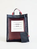 Thom Browne Mesh Tote with Leather Pouch — Navy