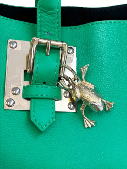 Sophie Hulme Large Leather Tote — Mint Green with Bird Charm
