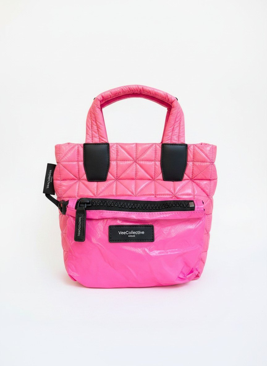 Vee Collective Mini Tote — Hot Pink Quilted Nylon