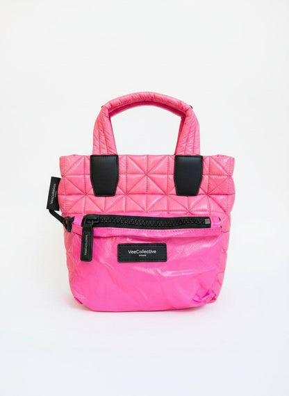 Vee Collective Mini Tote — Hot Pink Quilted Nylon